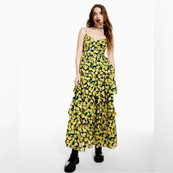 Betsey Johnson lemon print tiered maxi dress - Picture 7 of 10